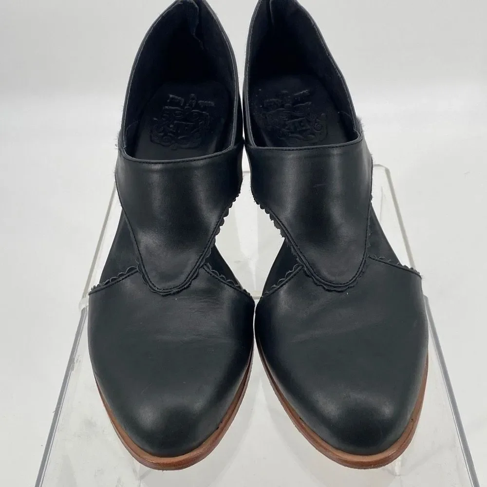 ELF Rain Kiss Leather Stacked Heel Booties Shoes Black Size 12 - Picture 7 of 16